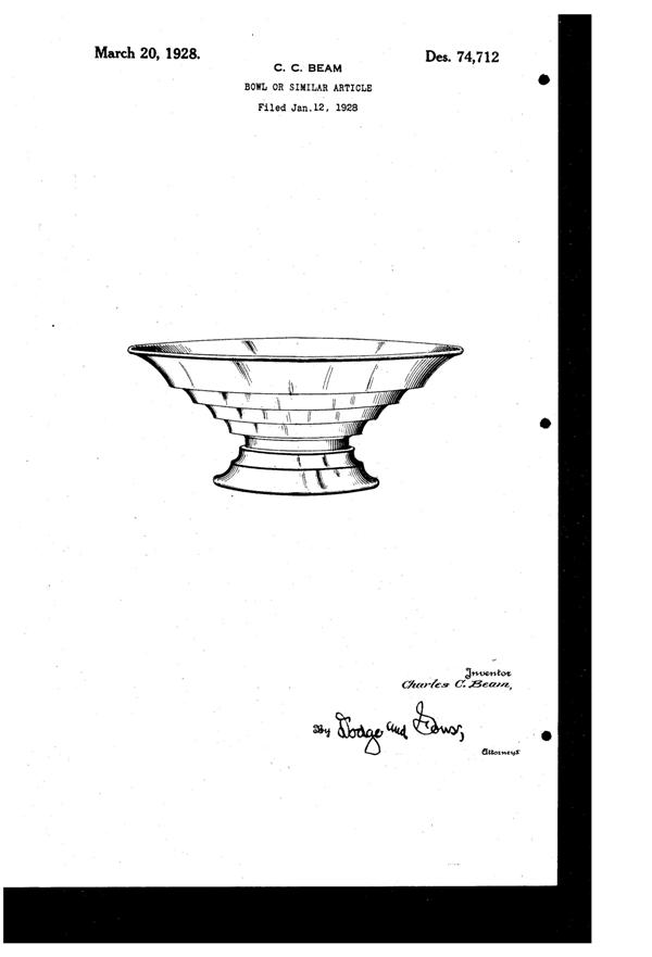 Potomac Bowl Design Patent D 74712-1