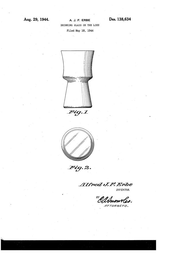 West Virginia Glass Specialty Tumbler Design Patent D138634-1