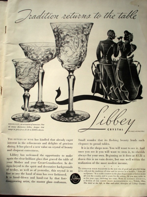 Libbey Rock Crystal Stemware Advertisement