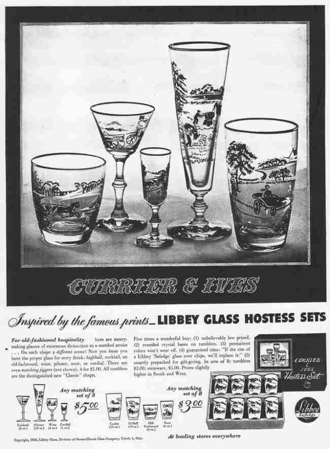 Libbey Currier & Ives Stemware Pattern Advertisement
