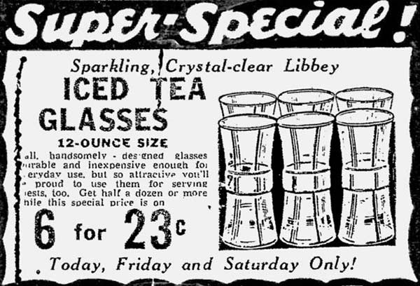 Libbey Iced Tea Glasses Advertisement