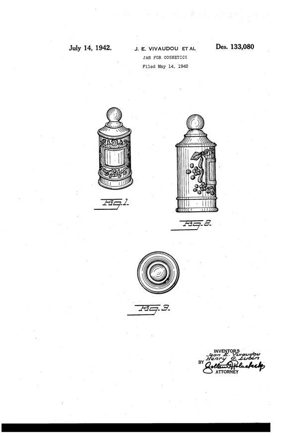 Akro Agate Attar of Petals by Orloff Apothecary Jar Design Patent D133080-1