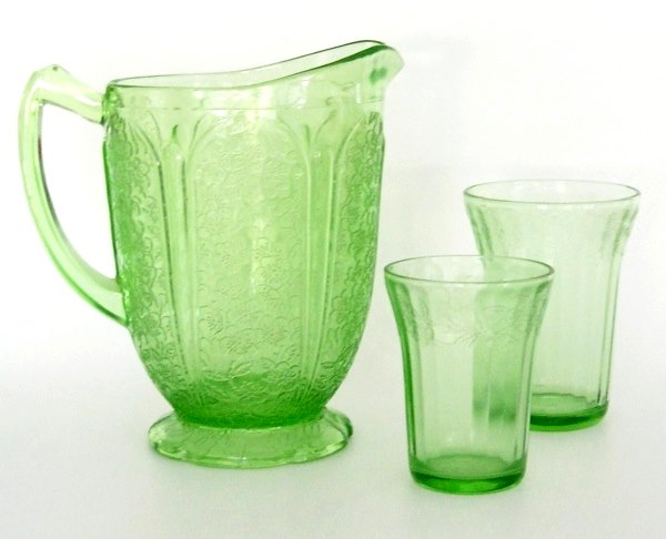 Jeannette Cherry Blossom Pitcher & Tumblers