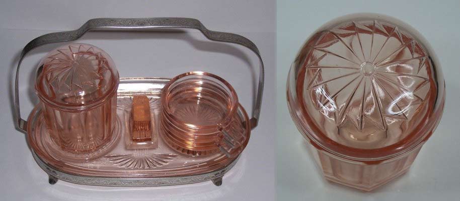 Jeannette Smoker's Set with Tray and Metal Handle
