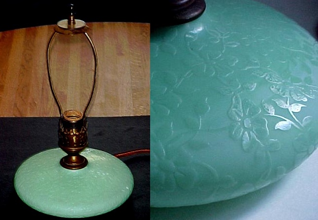 Jefferson Pancake Lamp w/ Floral Etch