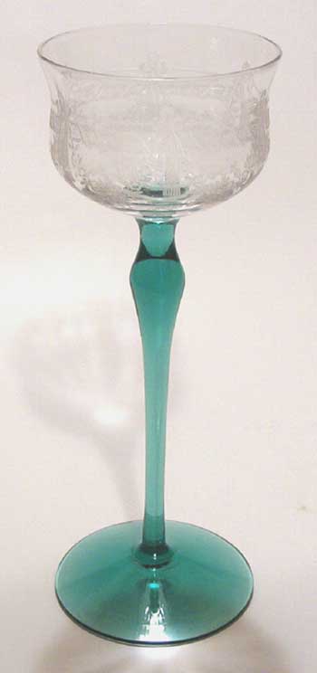 Maryland Glass Co. Bi-Color Stem w/ Ribbon Etch