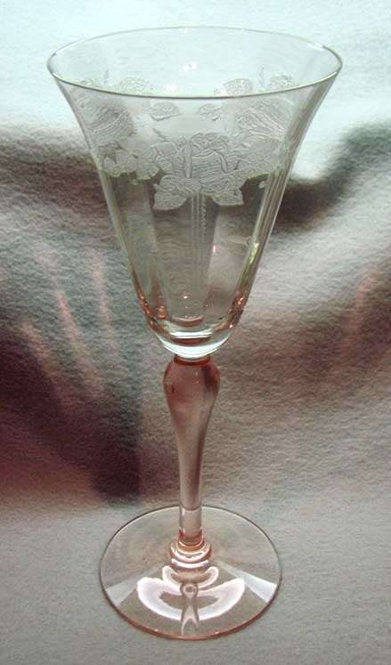 Maryland Glass Co. Bi-Color Stem w/ Rose Etch