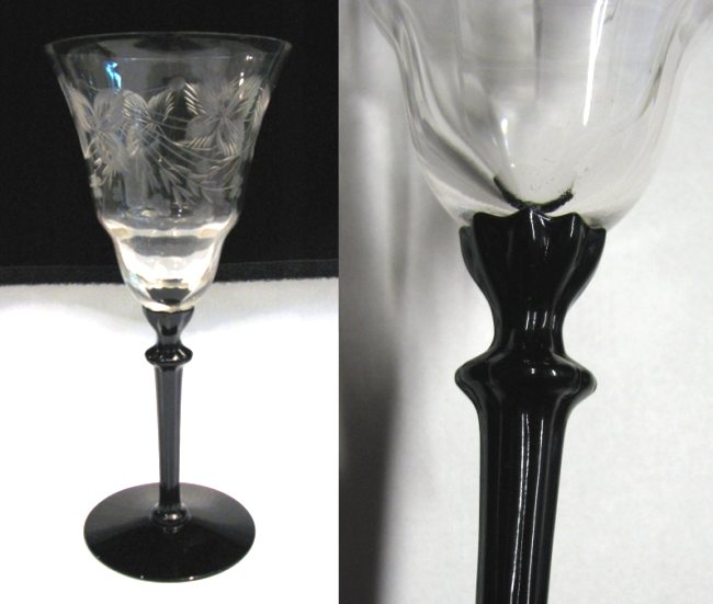 Maryland Glass Co. #   44 Bi-Color Goblet w/ #490 Cutting