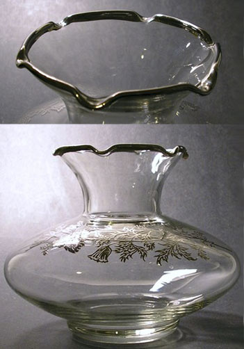 West Virginia Glass Specialty # 93 Vase w/ Silver Overlay