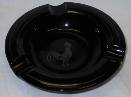 L. E. Smith # 1000 Ashtray w/ Silver Overlay Rooster