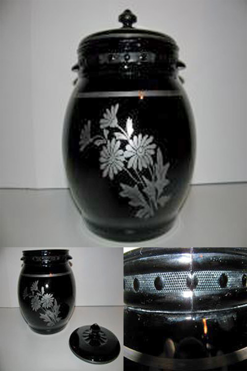 L. E. Smith Cookie Jar w/ Silver Decoration