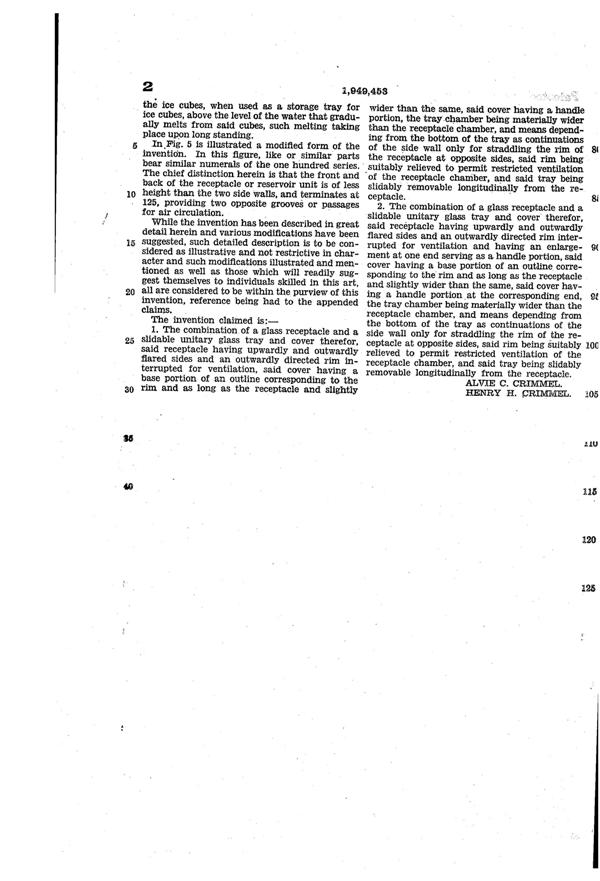 Sneath Refrigerator Container & Lid Patent 1949453-3