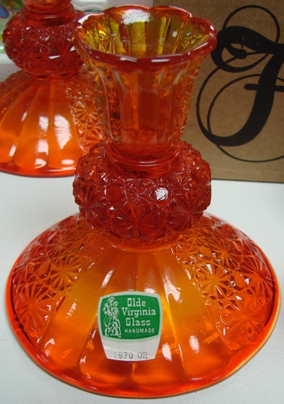 Fenton Olde Virginia Glass # 1970 Daisy & Button Candlestick