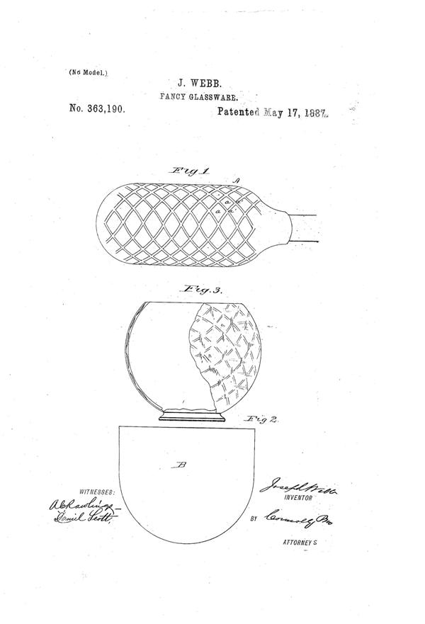 Phoenix Diamond Air-Trap Glass Patent  363190-1