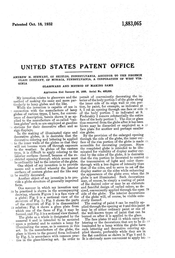 Phoenix Gasoline Pump Globe Patent 1883065-2