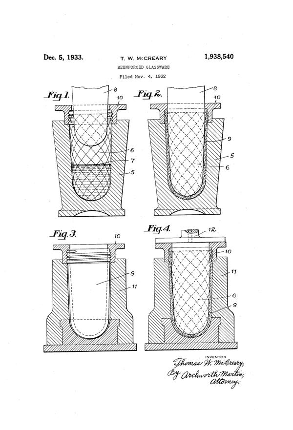 Phoenix Reenforced Glassware Patent 1938540-1