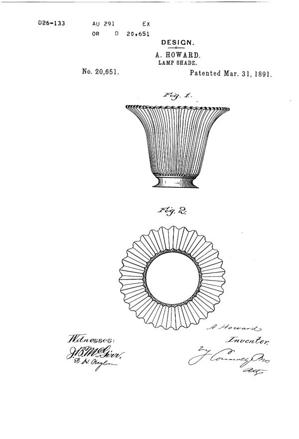 Phoenix Light Fixture Shade Design Patent D 20651-1
