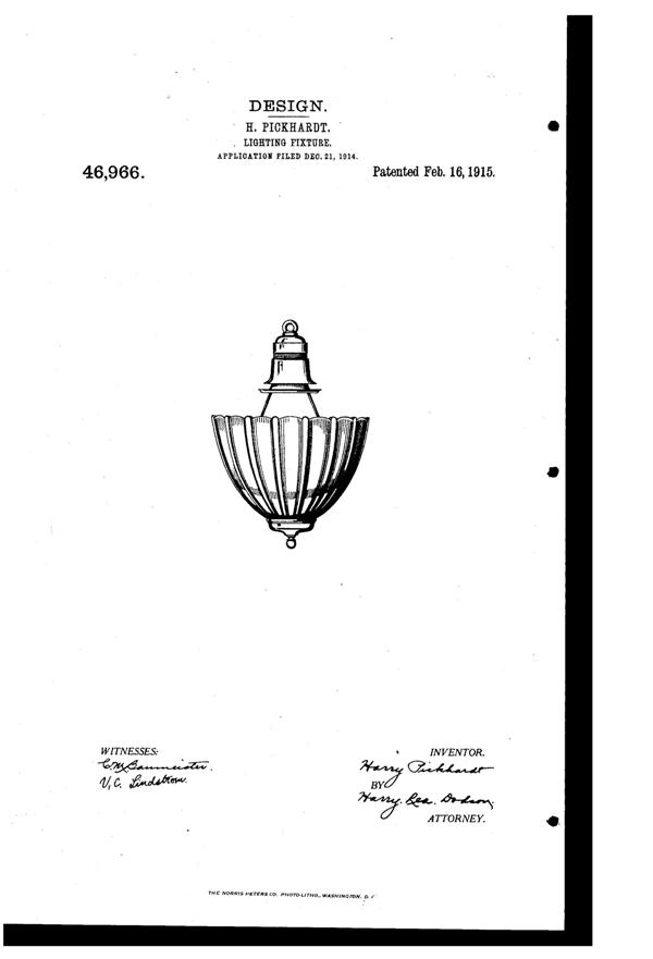 Phoenix Light Fixture Design Patent D 46966-1