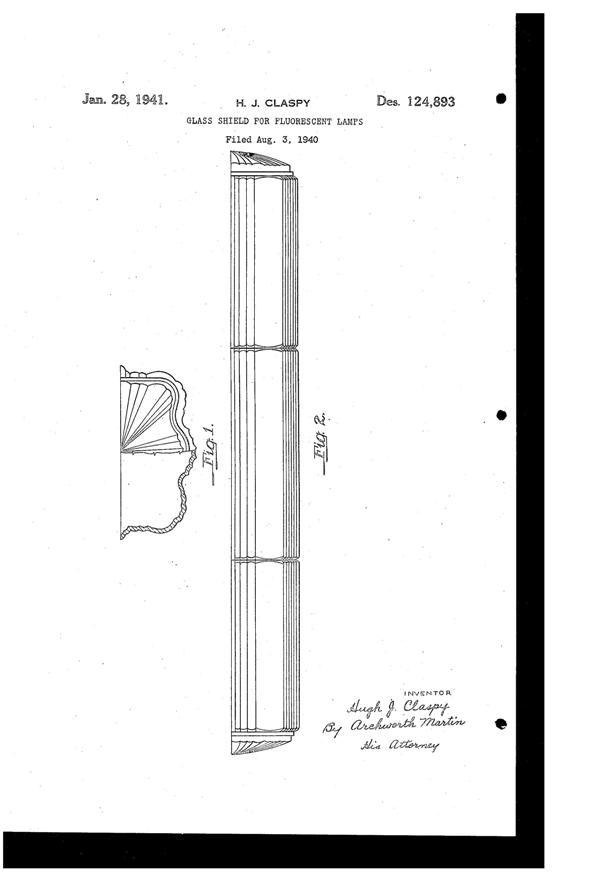 Phoenix Fluorescent Light Fixture Shade Design Patent D124893-1