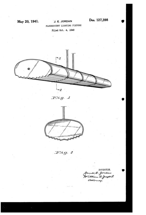 Phoenix Fluorescent Light Fixture Design Patent D127398-1