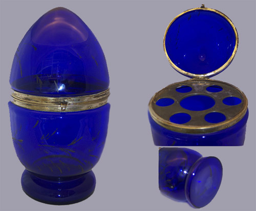 Unknown Cobalt Egg Shaped Liquor Set Holder
