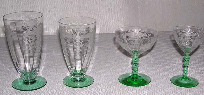 Central #2007 Stemware with Lotus #109 "Revere" Etch
