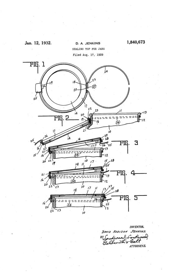 Jenkins Sealing Top for Jars Patent 1840673-1