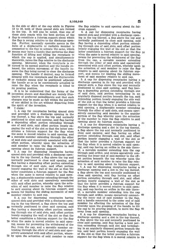 U. S. Glass Jug Top Patent 2102349-08