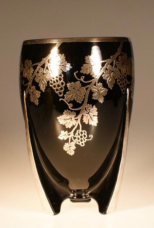 Roden Bros. Silver Decoration on Duncan & Miller #12 Rocket Vase