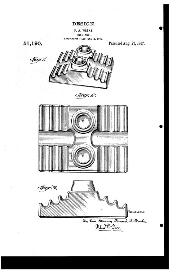 Weeks Inkstand Design Patent D 51190-1