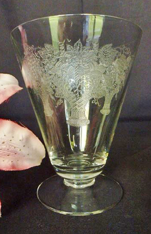 Morgantown Unknown Footed Tumbler w/ #746 Sonoma Etch