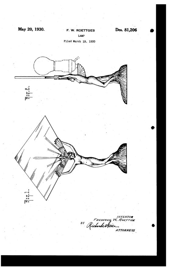 Aljac Art Metal Products Lamp Design Patent D 81206-1