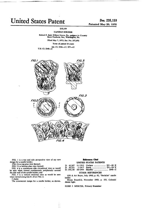 Country Store Products Candle Holder Design Patent D235159-1