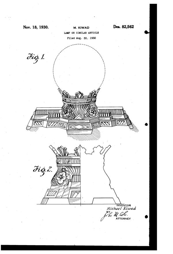La Belle Specialty Lamp Design Patent D 82562-1