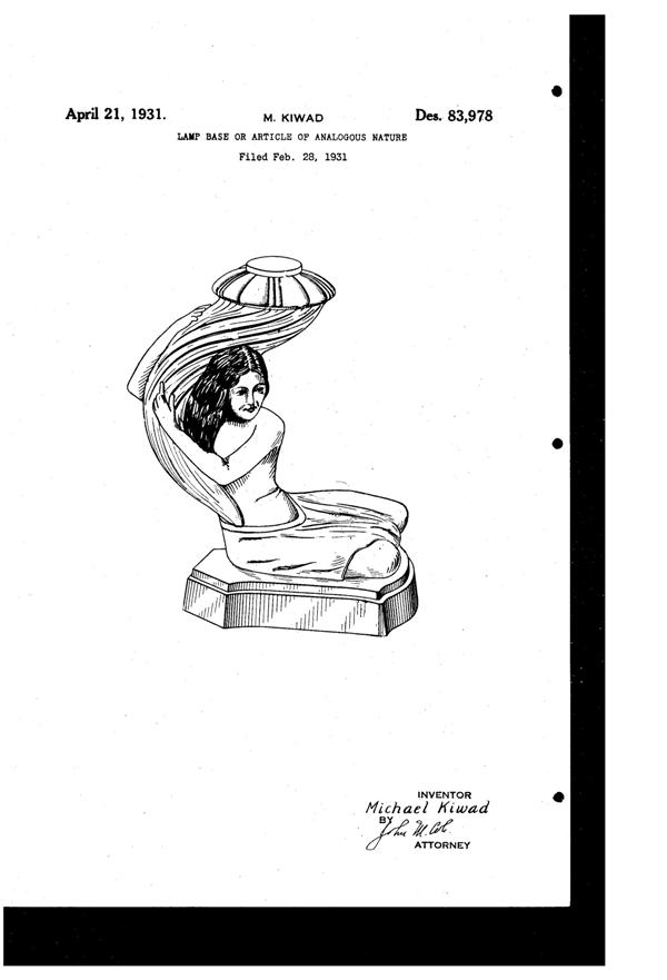 La Belle Specialty Lamp Base Design Patent D 83978-1