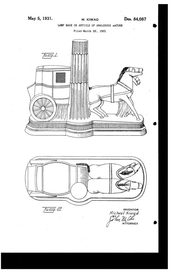 La Belle Specialty Lamp Base Design Patent D 84087-1