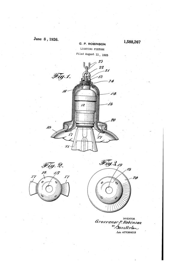 Jefferson Light Fixture Patent 1588267-1