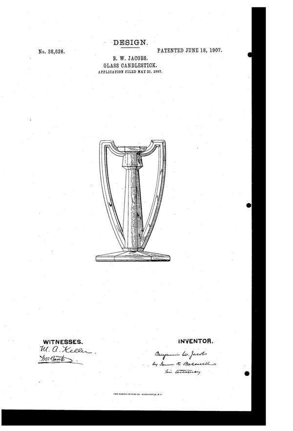 Jefferson Chippendale Candlestick Design Patent D 38626-1