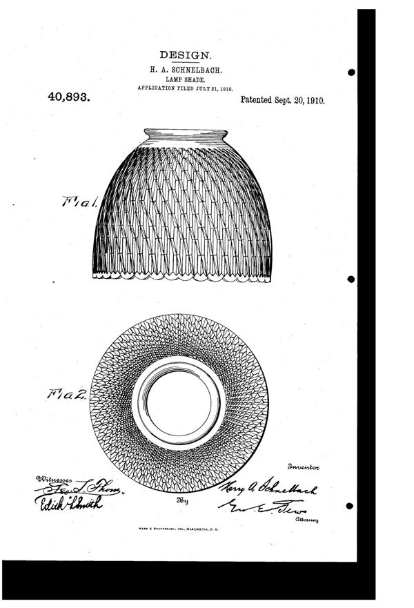 Jefferson Light Fixture Shade Design Patent D 40893-1