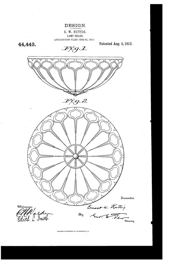 Jefferson Light Fixture Shade Design Patent D 44443-1