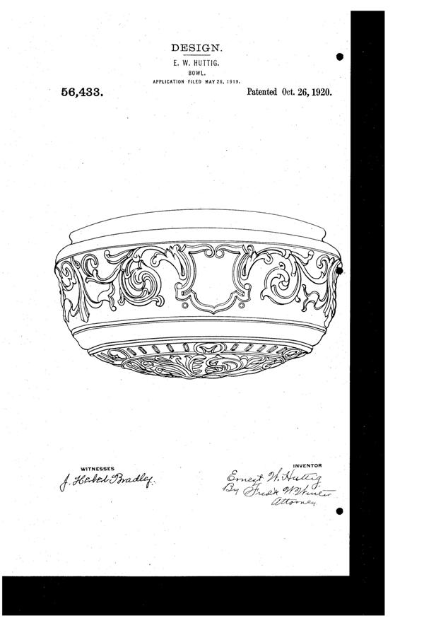 Jefferson Light Fixture Shade Design Patent D 56433-1