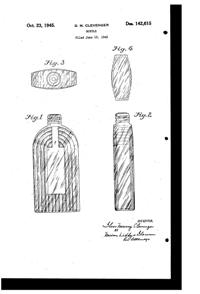 Maryland Glass Corporation Bottle Design Patent D142615-1