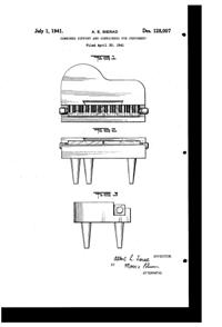 George W. Button Piano Perfume Bottle Design Patent D128007-1
