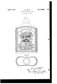 Hemingray Water Bottle Design Patent D 86659-1