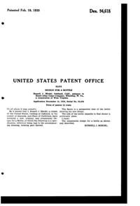 Hazel-Atlas Bottle Design Patent D 94618-2