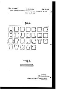 Chernow Glass Alphabet Design Patent D 92290-1