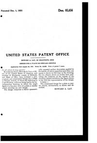 Belmont Rose Cameo Plate Design Patent D 85656-2