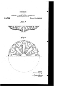 Artcraft Metal Stamping Light Fixture Design Patent D 56754-1