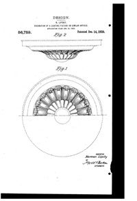 Artcraft Metal Stamping Light Fixture Design Patent D 56759-1