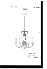 Centre Lighting Fixture Mfg. Chandelier Design Patent D 67298-1